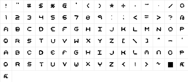 Mishmash 4x4i BRK Regular Character Map