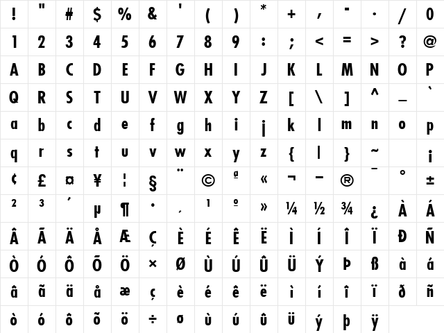 KudosBlackCondSSK Bold Character Map