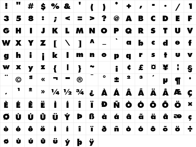 KudosBlackSSK Bold Character Map
