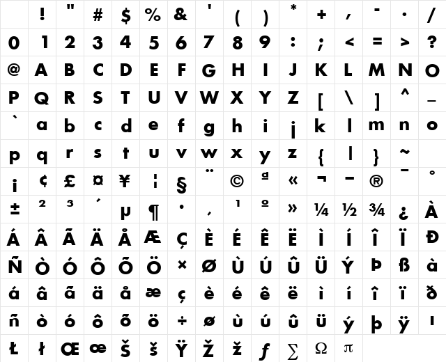 KudosSSK Bold Character Map KudosSSK Bold Character Map