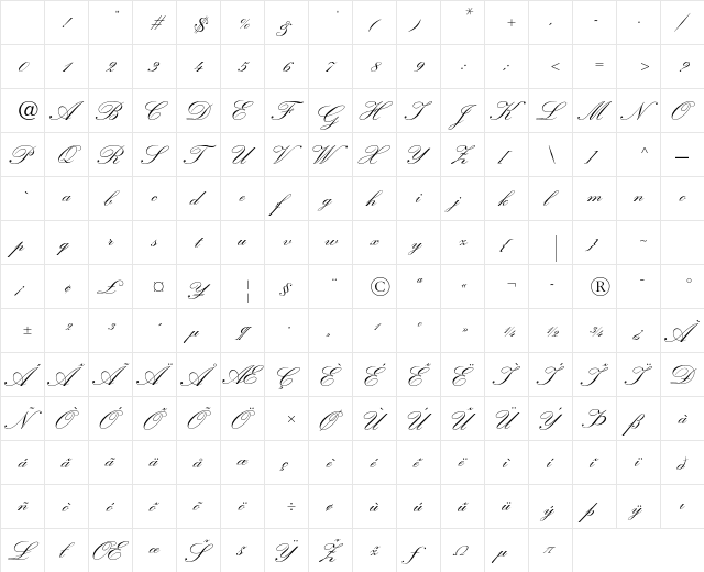 Kuenstler Script LT Std 2 Bold Character Map Kuenstler Script LT Std 2 Bold Character Map
