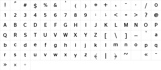 Kufyan Arabic Bold Character Map