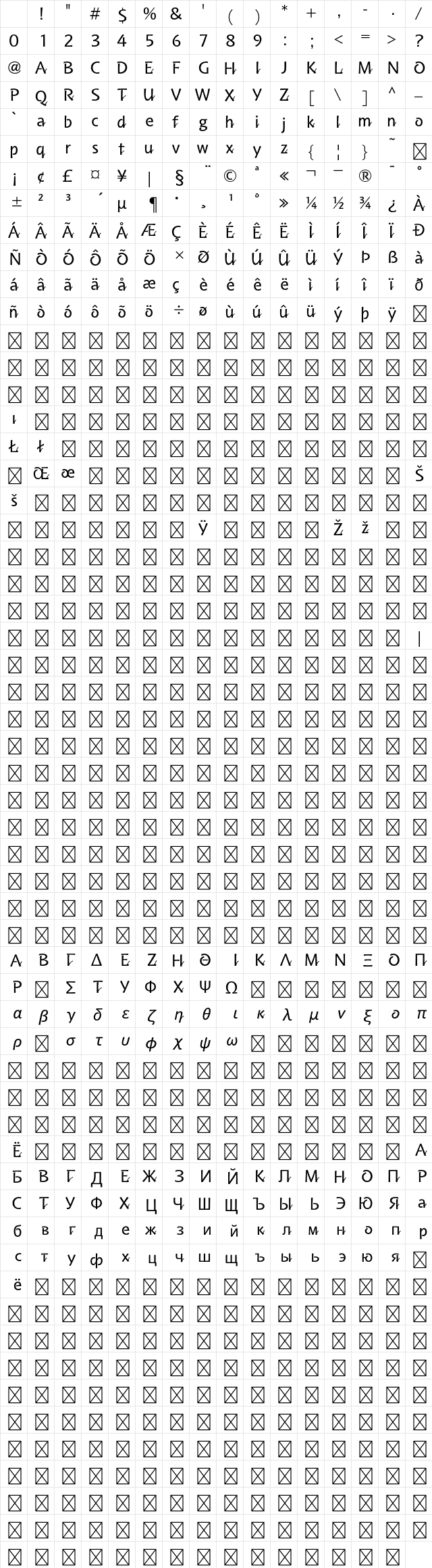 A-OTF Kumoya Std R Character Map