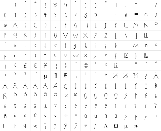 KumquatITC TT Regular Character Map KumquatITC TT Regular Character Map