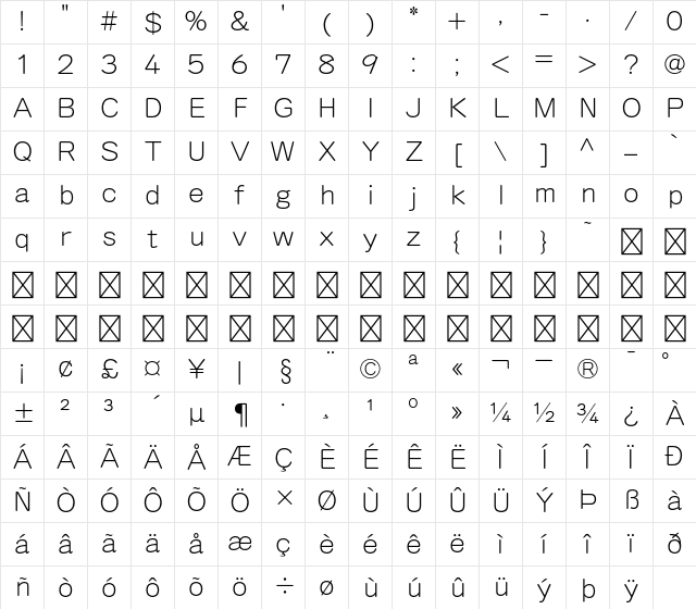 A-OTF Kyoukasho ICA Pro L Character Map