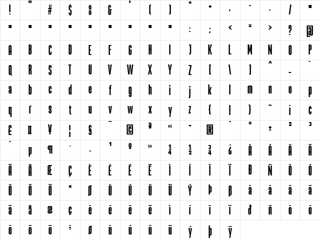 La Babaca Regular Character Map