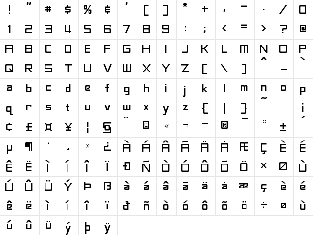 LaBeouf Regular Character Map LaBeouf Regular Character Map