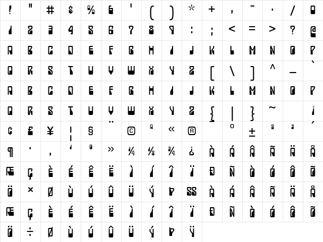 Lady Starlight Regular Character Map