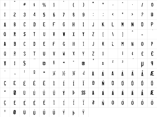 Misproject Regular Character Map Misproject Regular Character Map