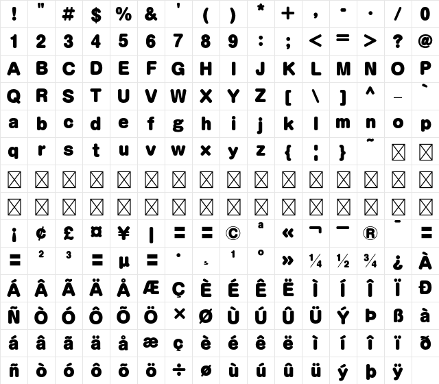 A-OTF LalapopStd U Character Map