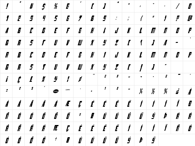 Lamprey Condensed Italic Condensed Italic Character Map Lamprey Condensed Italic Condensed Italic Character Map