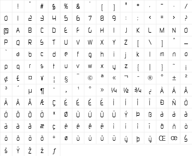Lanador Regular Character Map Lanador Regular Character Map