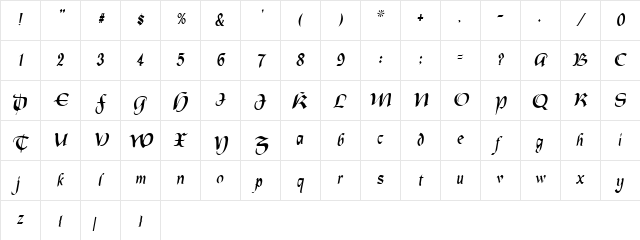 Lapilus Oblique Character Map Lapilus Oblique Character Map