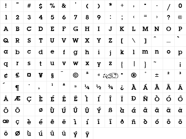 Lapland Bold Character Map Lapland Bold Character Map
