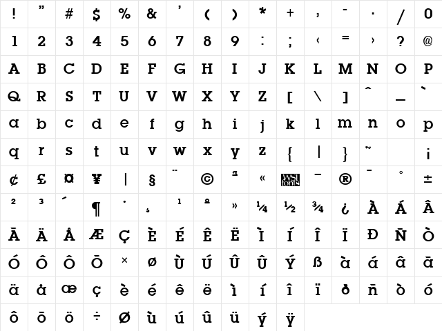 Lapland Bold Character Map