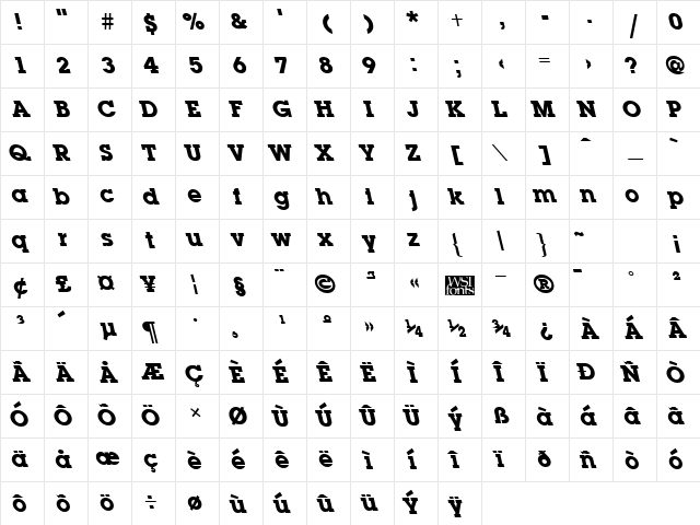Lapland Regular Character Map Lapland Regular Character Map