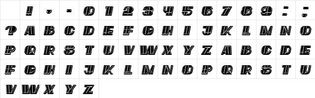 Large Filled Italic Character Map