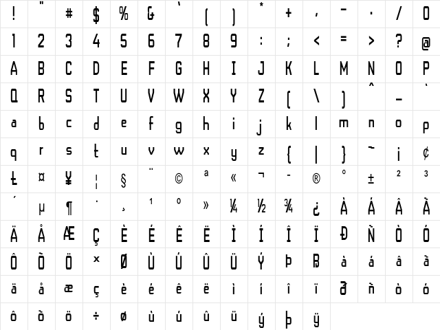 Last Stop Condensed Regular Character Map Last Stop Condensed Regular Character Map