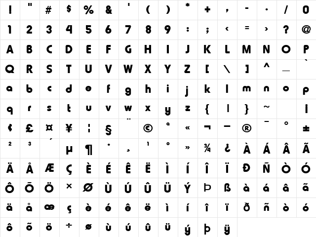 Lauren Bold Character Map