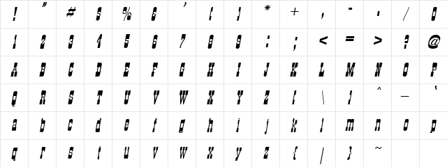 Lauryl Oblique Character Map Lauryl Oblique Character Map