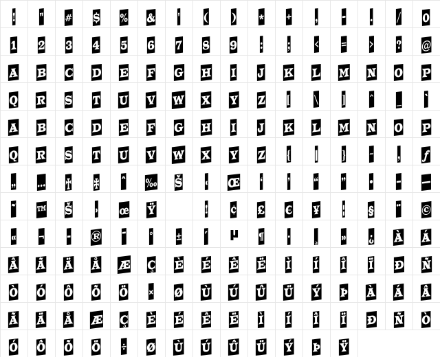 a_TrianglerCmUp Regular Character Map
