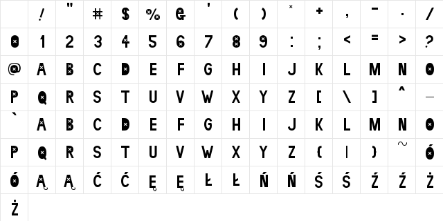 LDR HAET Regular Character Map