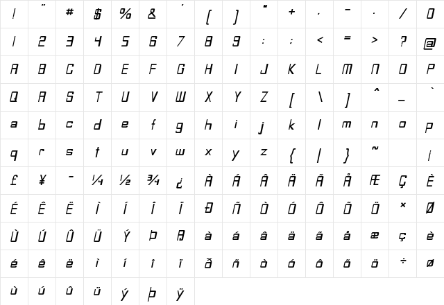 Leftus Bold Italic Character Map Leftus Bold Italic Character Map