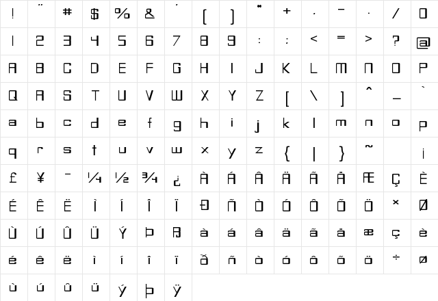 Leftus Expanded Regular Character Map