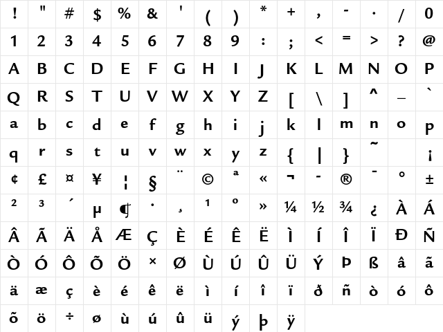 ITC Legacy Sans Std Bold Character Map