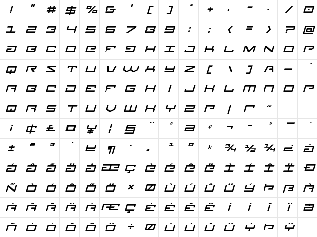 Legion Title Italic Italic Character Map
