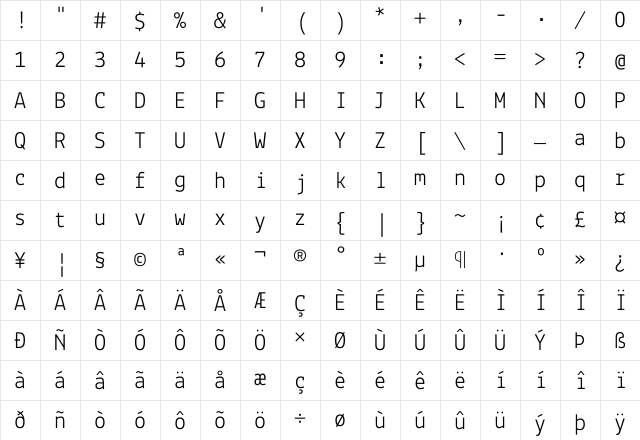 Lekton NF Regular Character Map Lekton NF Regular Character Map
