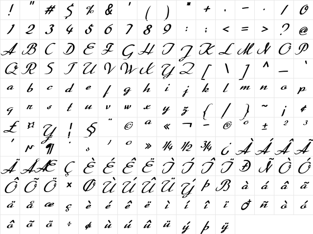 Lemillon Bold Italic Character Map