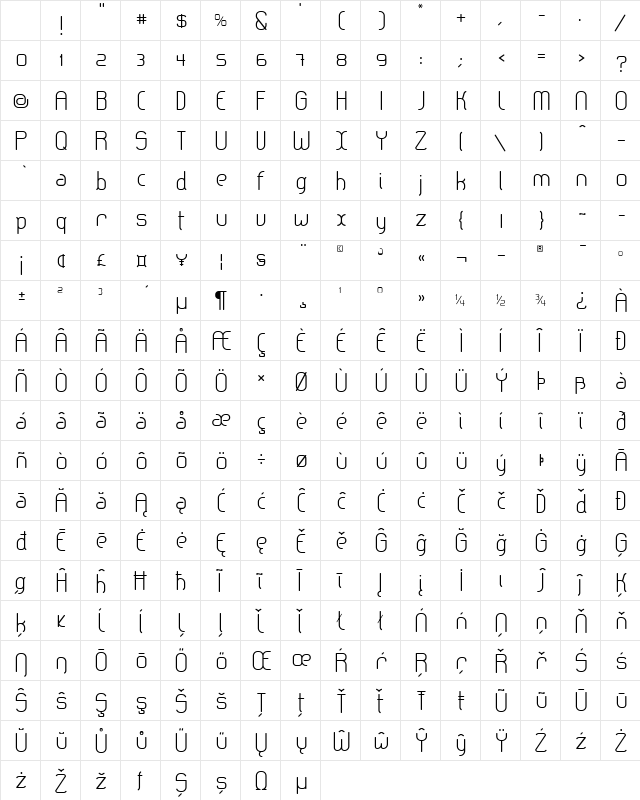 lerotica Light Character Map