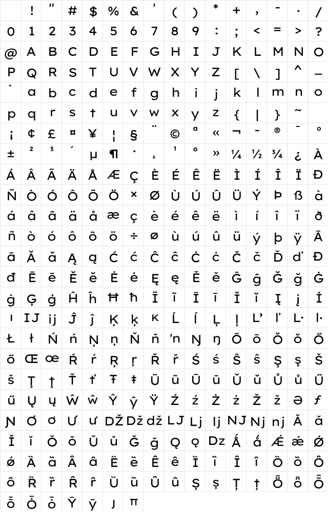 Lexend Exa Regular Character Map Lexend Exa Regular Character Map