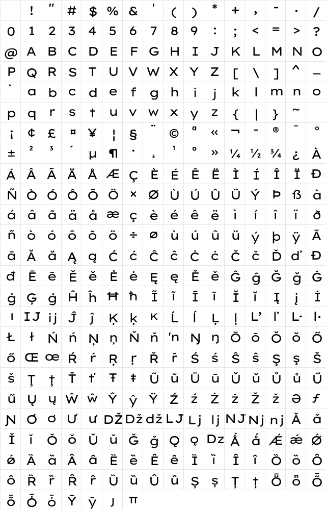 Lexend Giga Regular Character Map Lexend Giga Regular Character Map