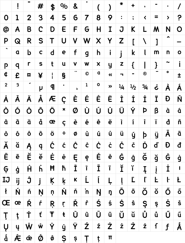 Lexie Readable Bold Character Map Lexie Readable Bold Character Map