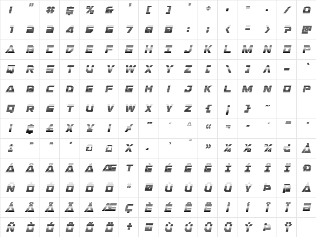 Liberty Island Gradient Italic Italic Character Map