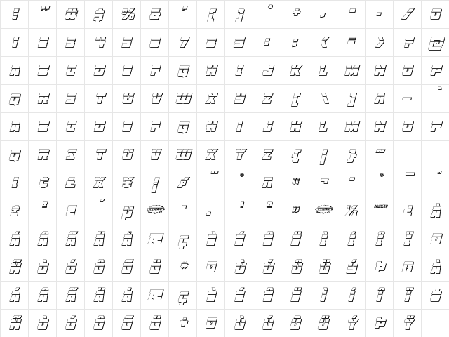 Liberty Legion 3D Laser Italic Italic Character Map