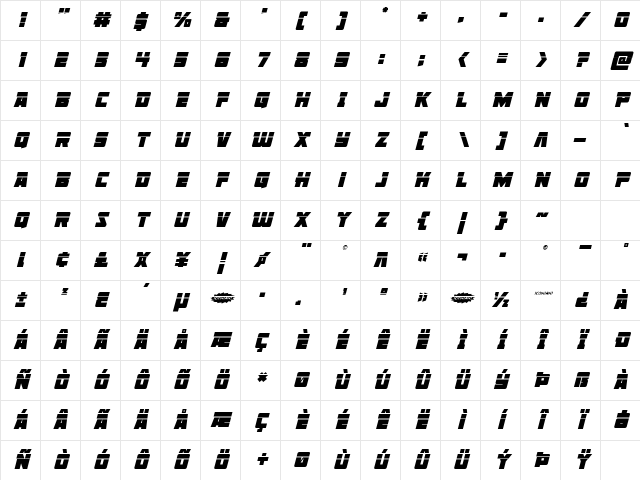 Liberty Legion Laser Italic Italic Character Map Liberty Legion Laser Italic Italic Character Map