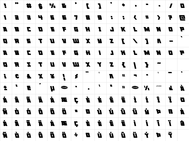 Liberty Legion Leftalic Italic Character Map Liberty Legion Leftalic Italic Character Map