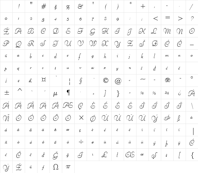 Liberty Regular Character Map Liberty Regular Character Map