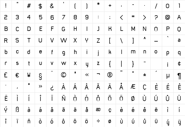 MisterGiacco Regular Character Map