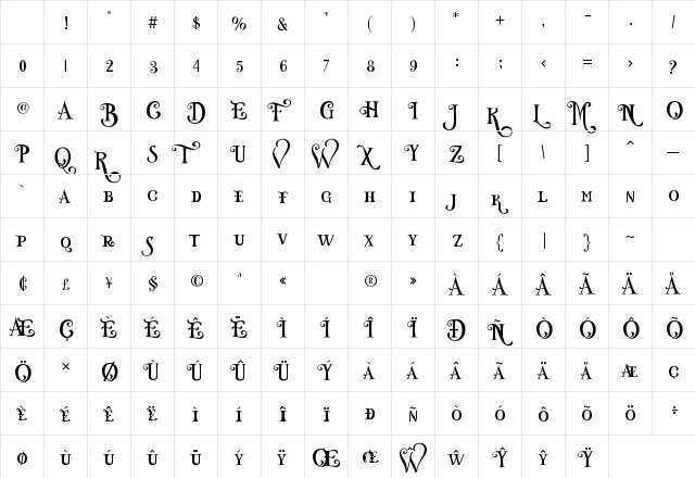 Misteri Caps Regular Character Map Misteri Caps Regular Character Map