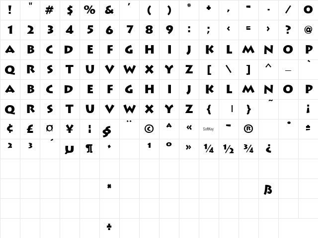 LiddieBlack Regular Character Map