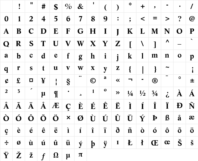 Life LT Std Bold Character Map