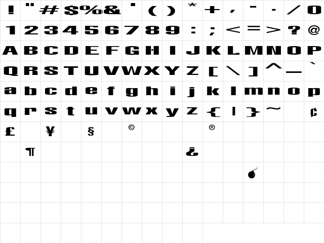 LightsOut Regular Character Map