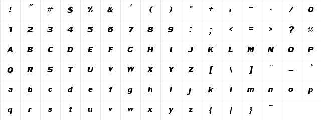 LilyUPC Bold Italic Character Map