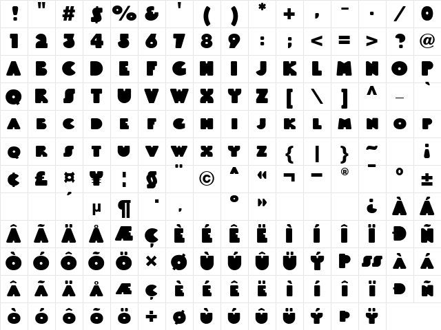 LTBlackWhiteHeadline Normal Character Map