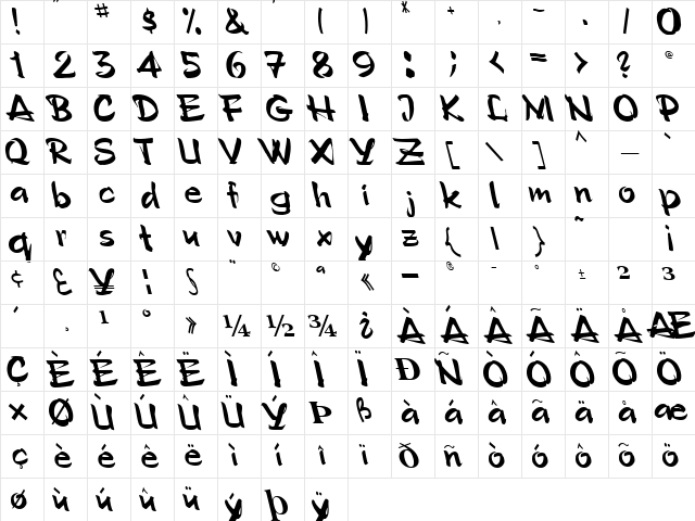 Lip Regular Character Map Lip Regular Character Map