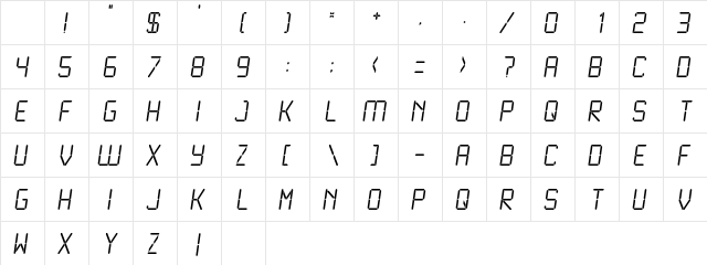 Liquid Crystal Light Italic Character Map Liquid Crystal Light Italic Character Map
